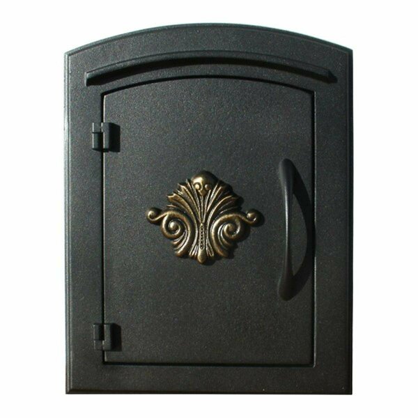 Book Publishing Co 12 in. Manchester Security Drop Chute Mailbox with Decorative Scroll Logo Faceplate - Black GR3167645